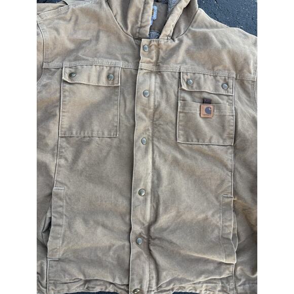 Carhartt Jacket Mens XXXL Bartlett Sherpa 3XL Tan Duck Hooded - Picture 5 of 9